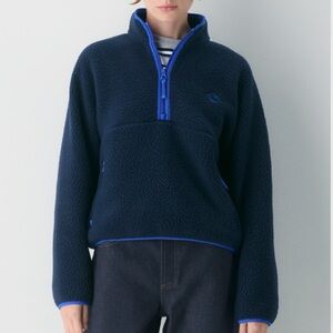 aritzia tna navy polartec thermal pro 1/2 zip fleece